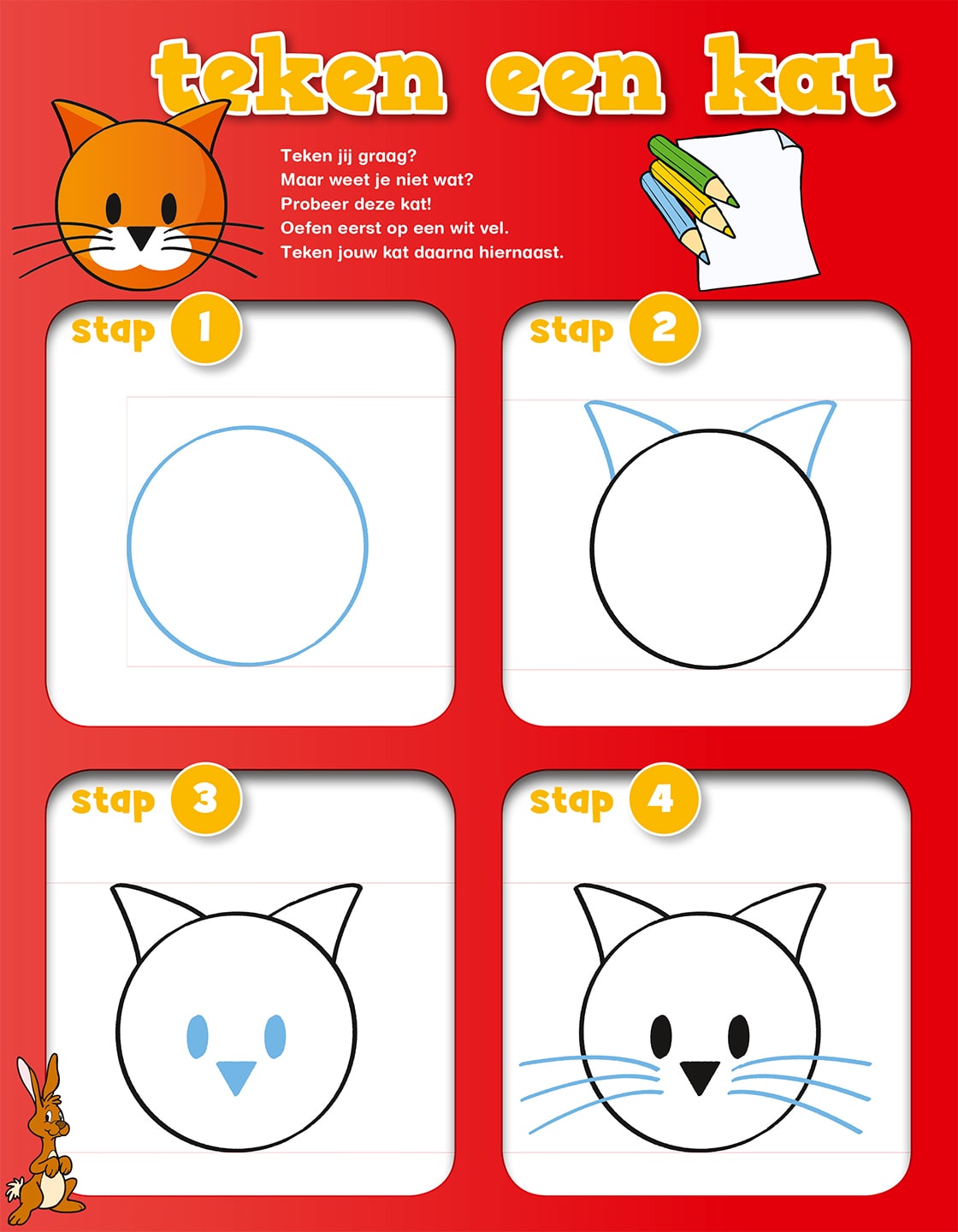 Teken een kat met Bobo Download het stappenplan
