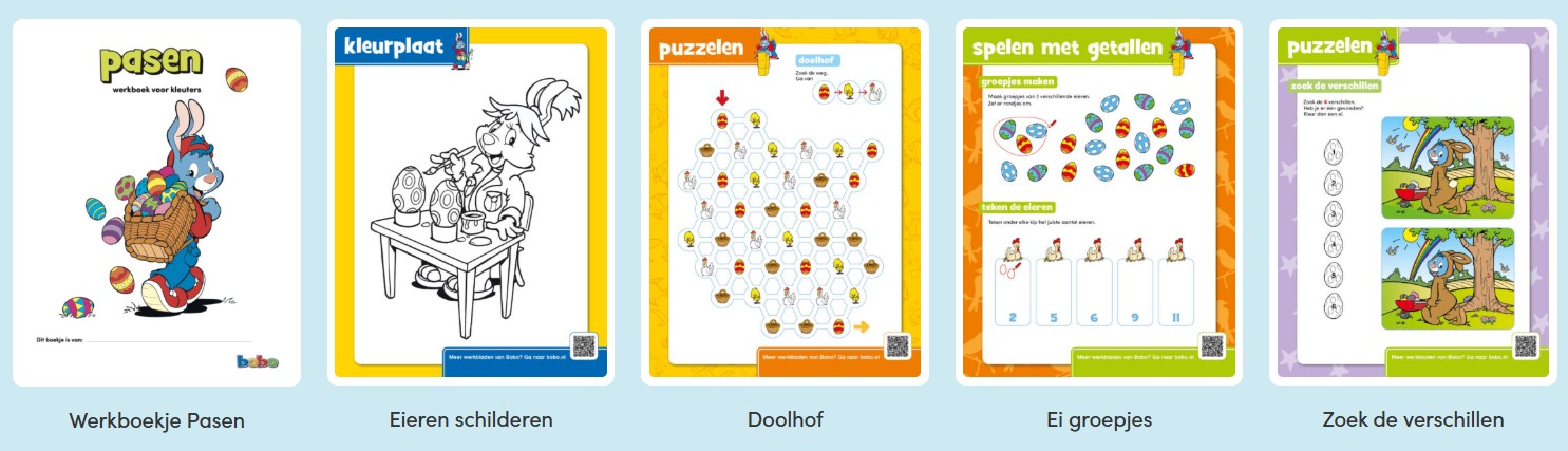 Pasen downloads kleuter Bobo werkbladen